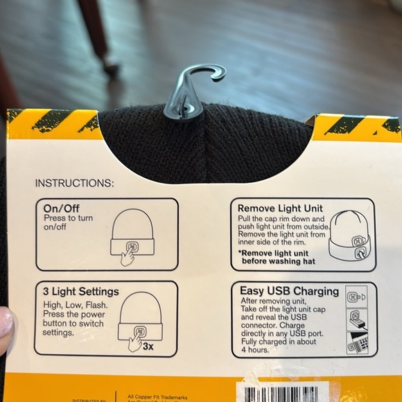 Copper Fit Workgear Rechargeable LED Beanie, 3 light settings,reflective strip - Picture 7 of 8